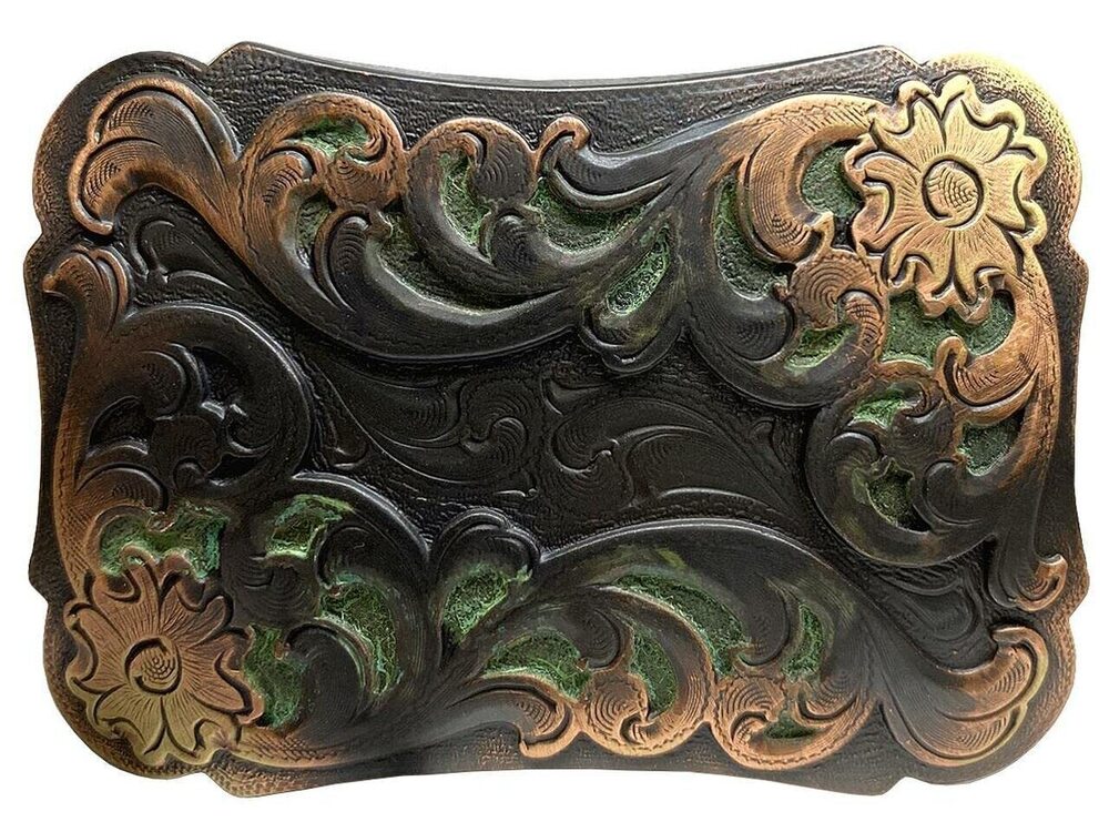 2508 HA0038 Western Floral Scroll Engraved Belt Buckle Fits 1-1/2"38mm Belt